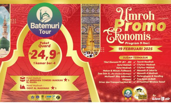 Paket Umrah Promo, Rh-Btt,  9 Hari, Keberangkatan 19 Februari 2025